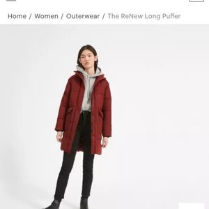 Everlane ReNew Long Puffer - Red size L